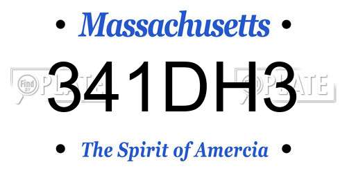 341DH3 Massachusetts License Plate