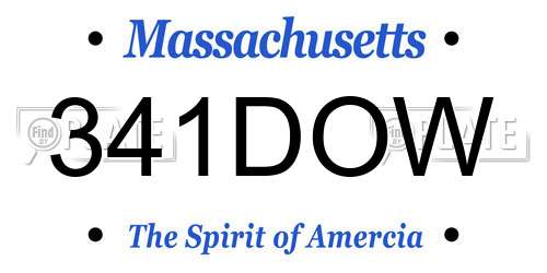 341DOW Massachusetts License Plate
