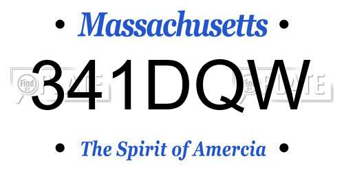 341DQW Massachusetts License Plate