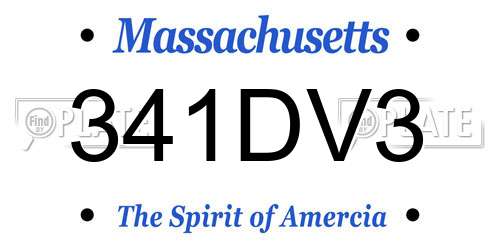 341DV3 Massachusetts License Plate