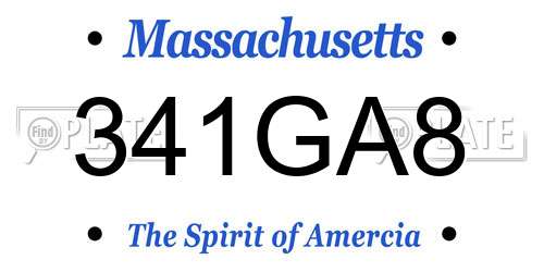 341GA8 Massachusetts License Plate