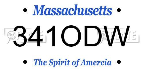 341ODW Massachusetts License Plate