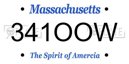 341OOW Massachusetts License Plate