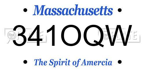 341OQW Massachusetts License Plate
