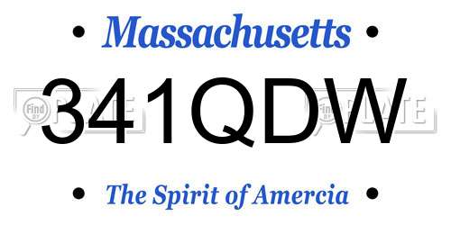 341QDW Massachusetts License Plate