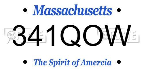 341QOW Massachusetts License Plate