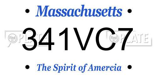 341VC7 Massachusetts License Plate