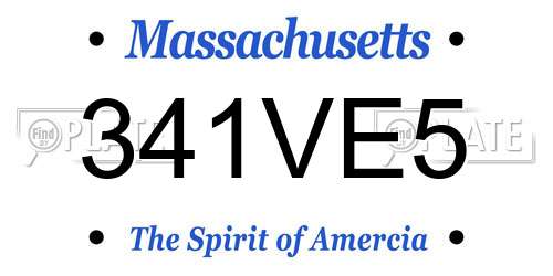 341VE5 Massachusetts License Plate