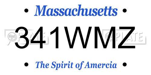341WMZ Massachusetts License Plate