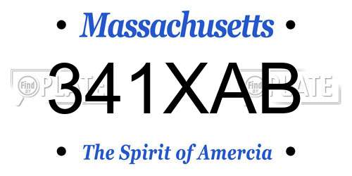 341XAB Massachusetts License Plate