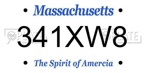 341XW8 Massachusetts License Plate