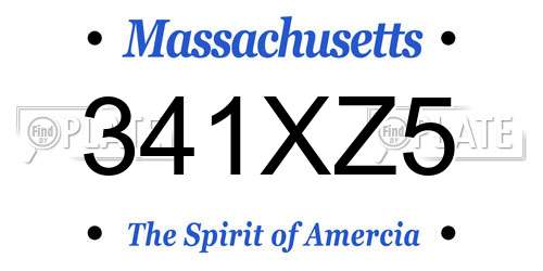 341XZ5 Massachusetts License Plate