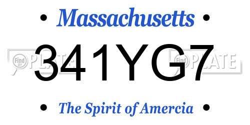 341YG7 Massachusetts License Plate