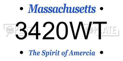 3420WT Massachusetts License Plate