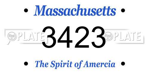 3423 Massachusetts License Plate