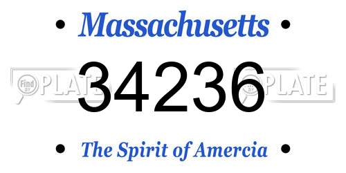 34236 Massachusetts License Plate