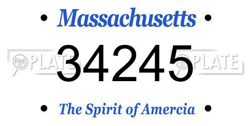 34245 Massachusetts License Plate