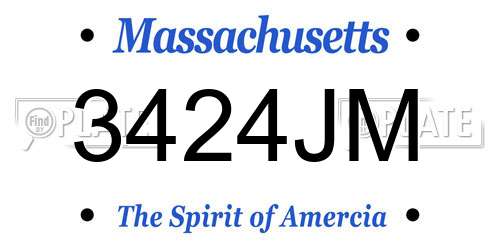 3424JM Massachusetts License Plate