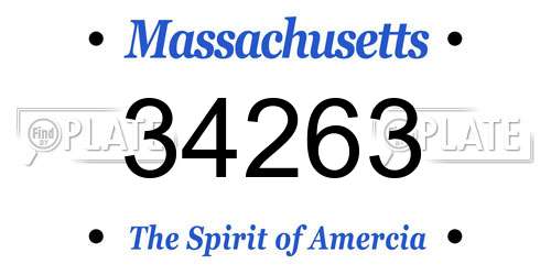 34263 Massachusetts License Plate