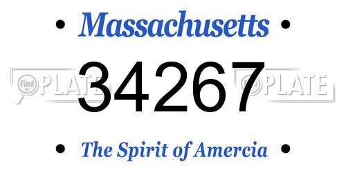 34267 Massachusetts License Plate