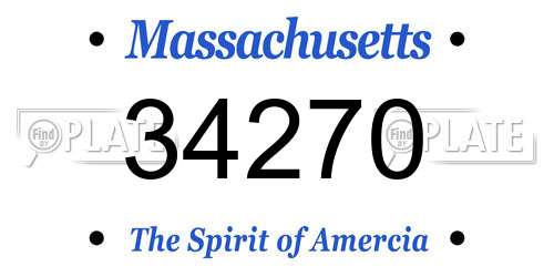 34270 Massachusetts License Plate