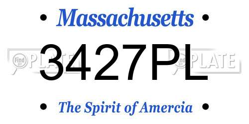 3427PL Massachusetts License Plate