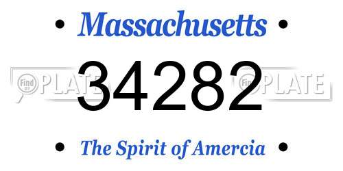 34282 Massachusetts License Plate
