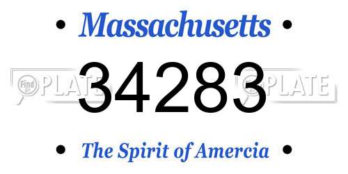 34283 Massachusetts License Plate