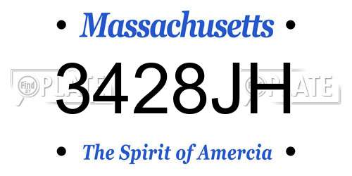 3428JH Massachusetts License Plate