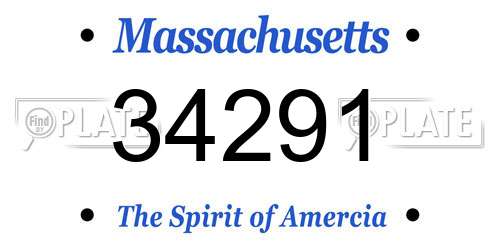 34291 Massachusetts License Plate