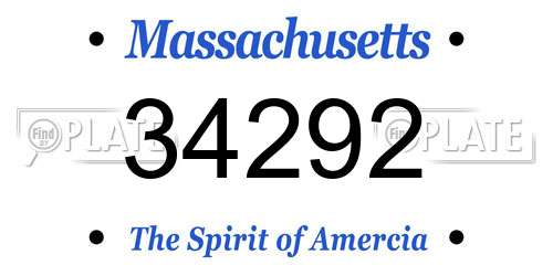 34292 Massachusetts License Plate