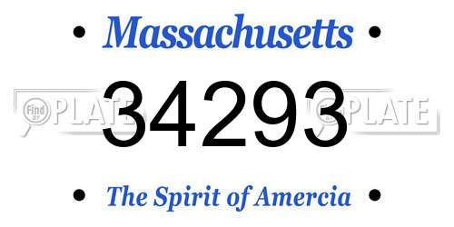 34293 Massachusetts License Plate