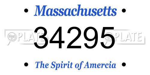 34295 Massachusetts License Plate