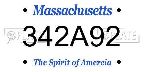 342A92 Massachusetts License Plate