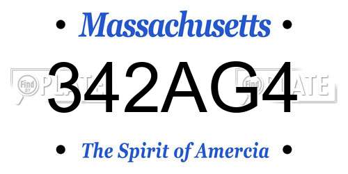 342AG4 Massachusetts License Plate
