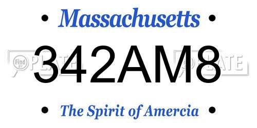 342AM8 Massachusetts License Plate