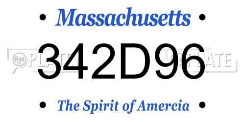 342D96 Massachusetts License Plate
