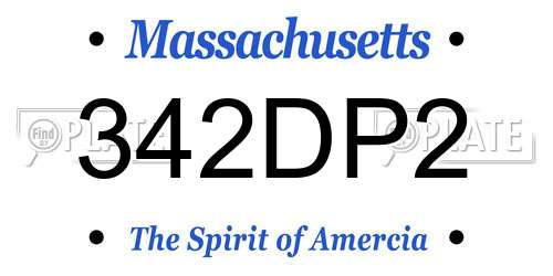 342DP2 Massachusetts License Plate