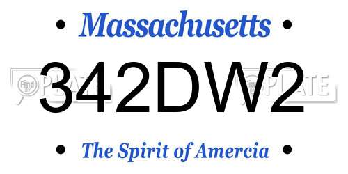 342DW2 Massachusetts License Plate