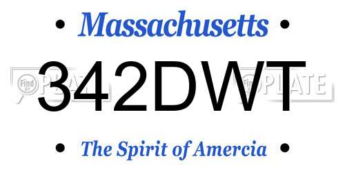 342DWT Massachusetts License Plate