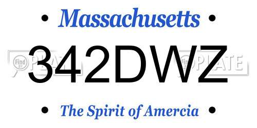 342DWZ Massachusetts License Plate