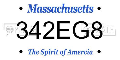 342EG8 Massachusetts License Plate