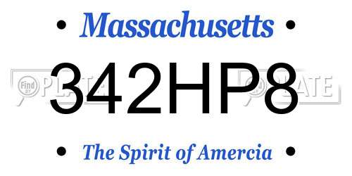 342HP8 Massachusetts License Plate