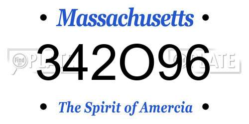 342O96 Massachusetts License Plate