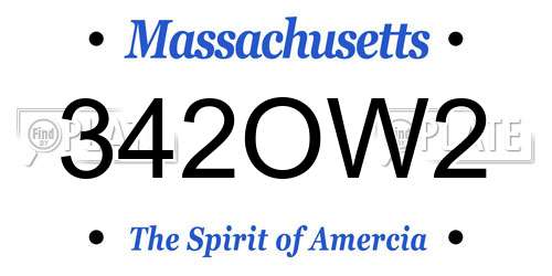 342OW2 Massachusetts License Plate
