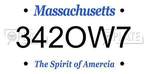 342OW7 Massachusetts License Plate
