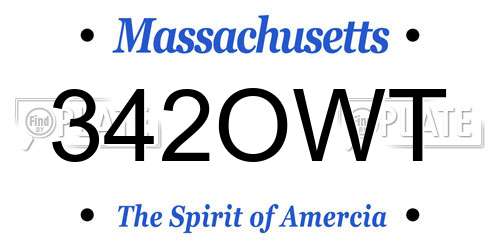 342OWT Massachusetts License Plate