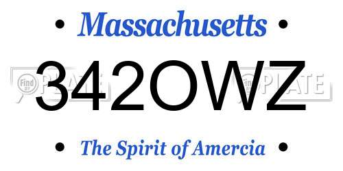 342OWZ Massachusetts License Plate