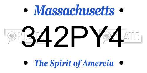 342PY4 Massachusetts License Plate