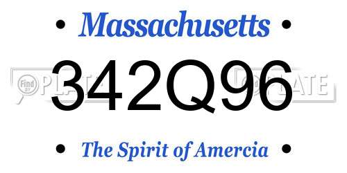 342Q96 Massachusetts License Plate
